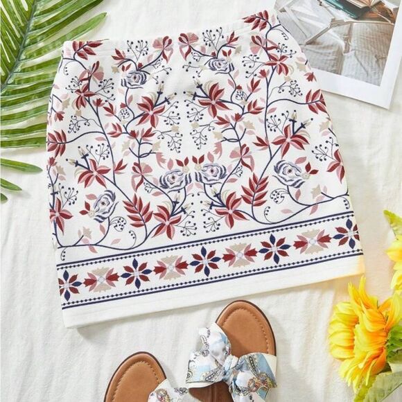 Embroidered Boho Mini Skirt Medium 8 10 - Picture 2 of 5